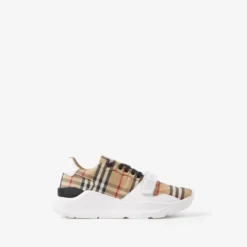Check, Suede and Leather Sneakers