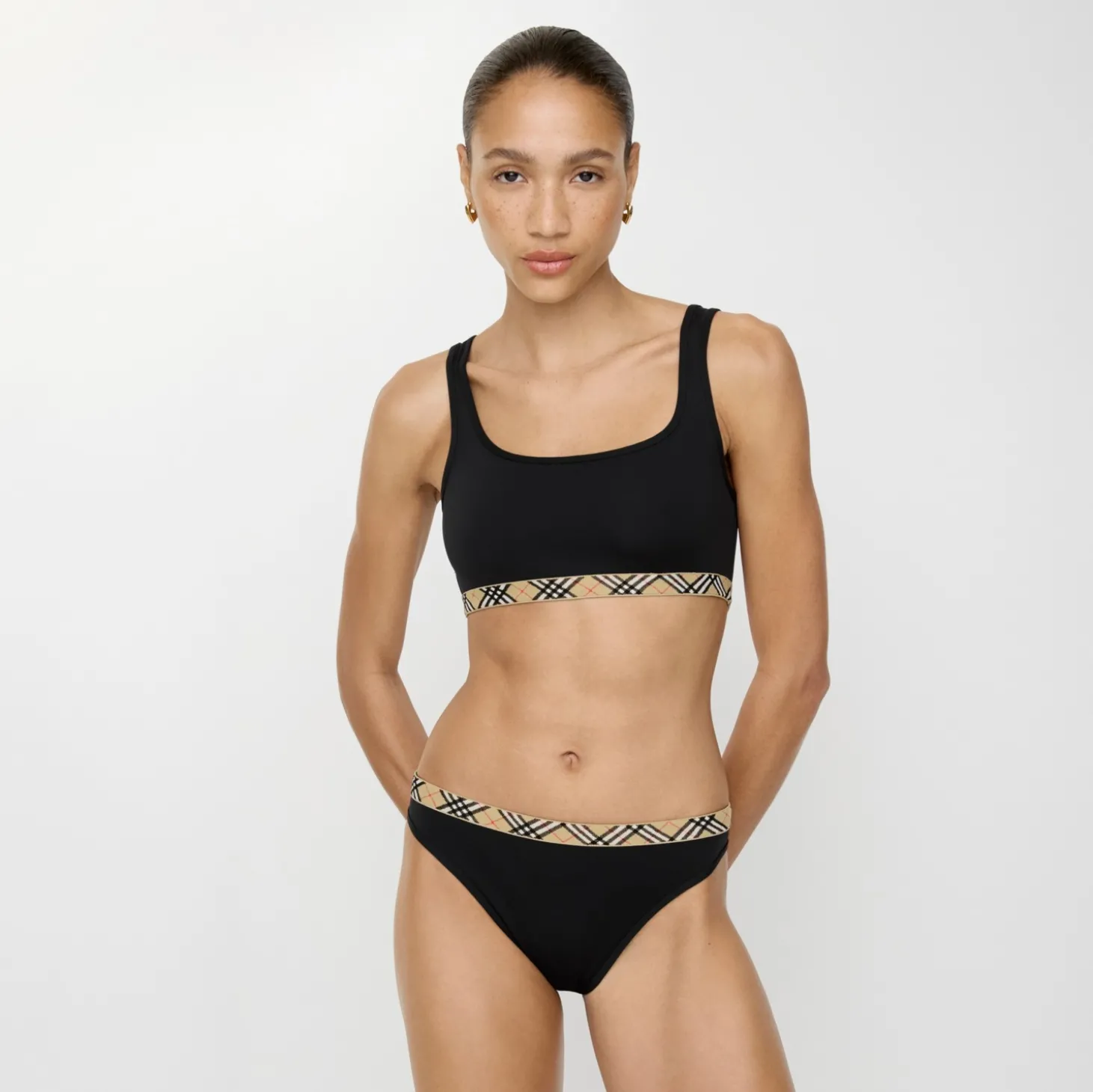 Check Trim Bikini Top