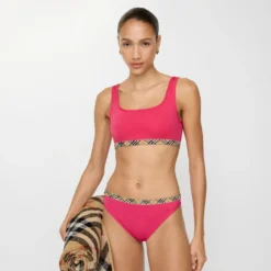 Check Trim Bikini Top