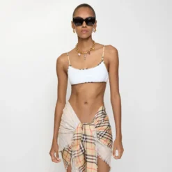 Check Trim Bikini Top