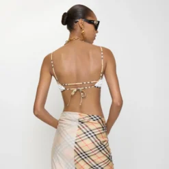 Check Trim Bikini Top