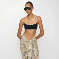 Check Trim Bikini Top