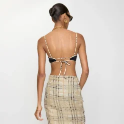 Check Trim Bikini Top