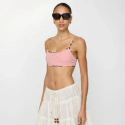 Check Trim Bikini Top