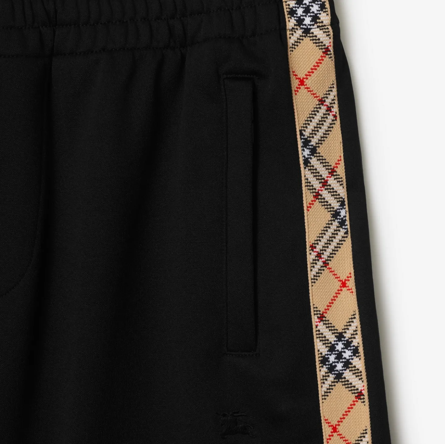 Check Trim Cotton Blend Shorts