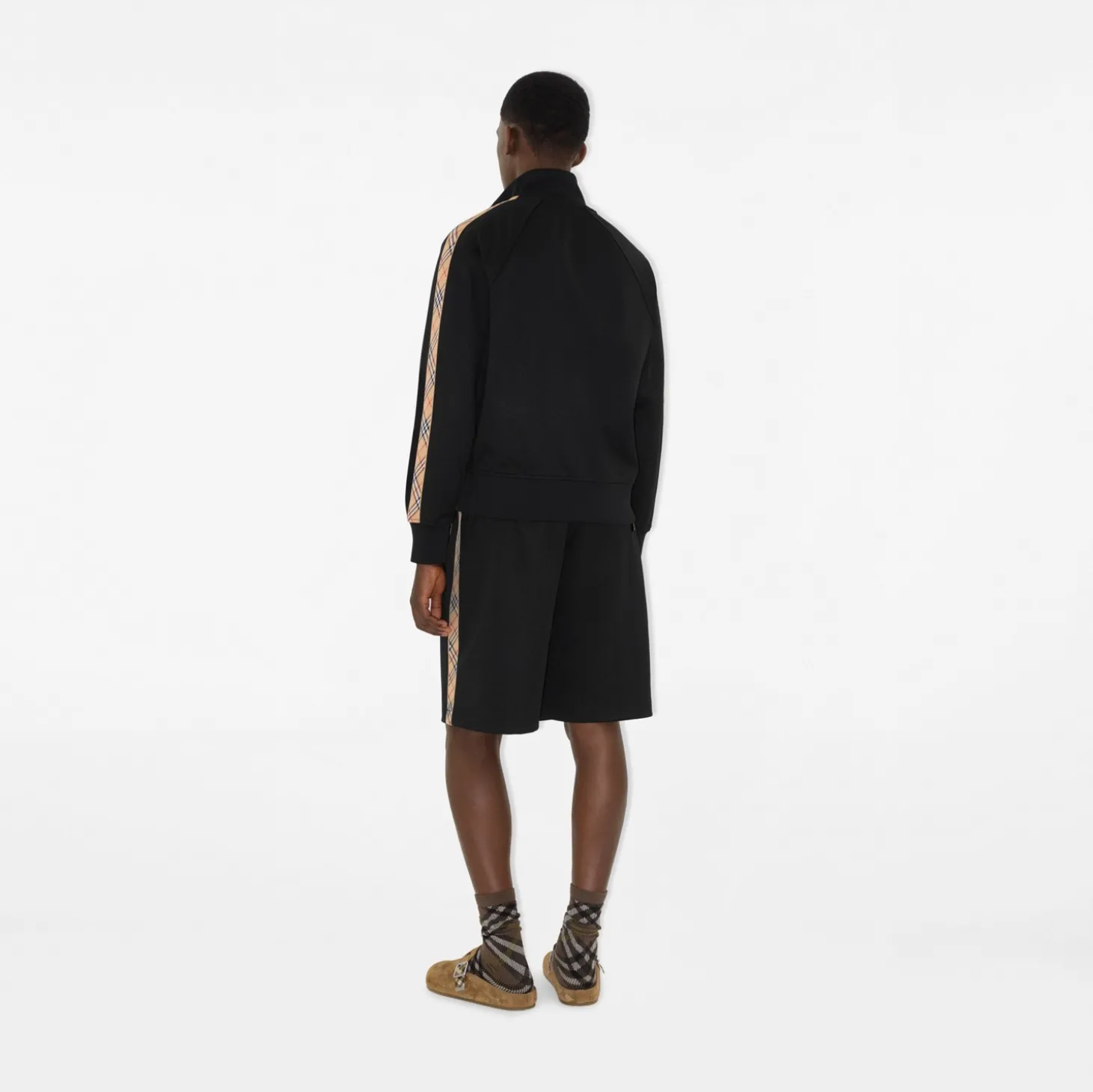 Check Trim Cotton Blend Shorts