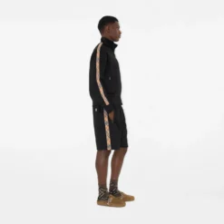 Check Trim Cotton Blend Shorts