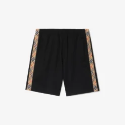 Check Trim Cotton Blend Shorts