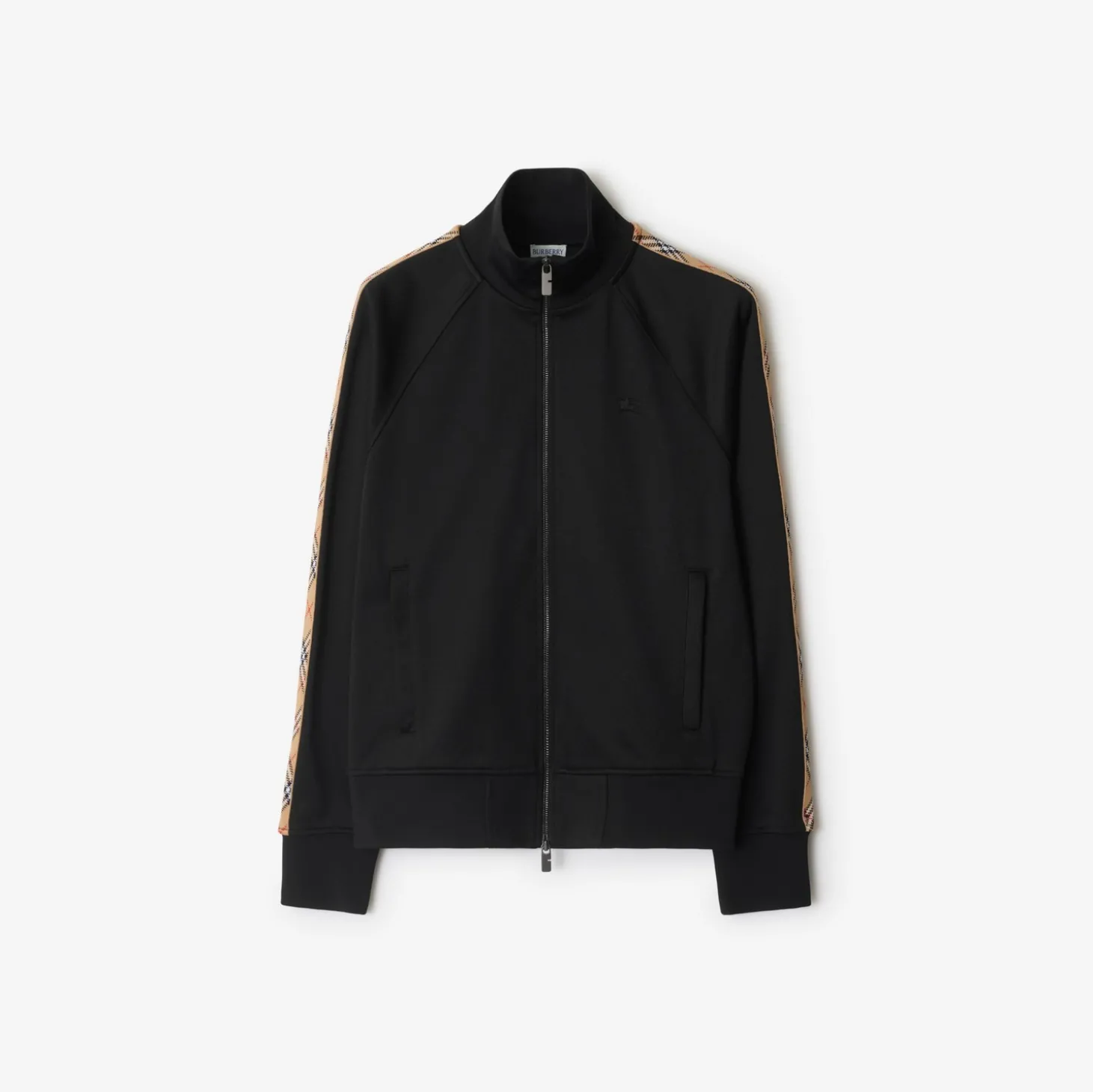 Check Trim Cotton Blend Track Jacket
