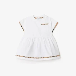 Check Trim Cotton Dress with Bloomers