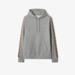 Check Trim Cotton Hoodie