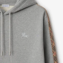 Check Trim Cotton Hoodie