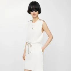 Check Trim Cotton Jersey Dress