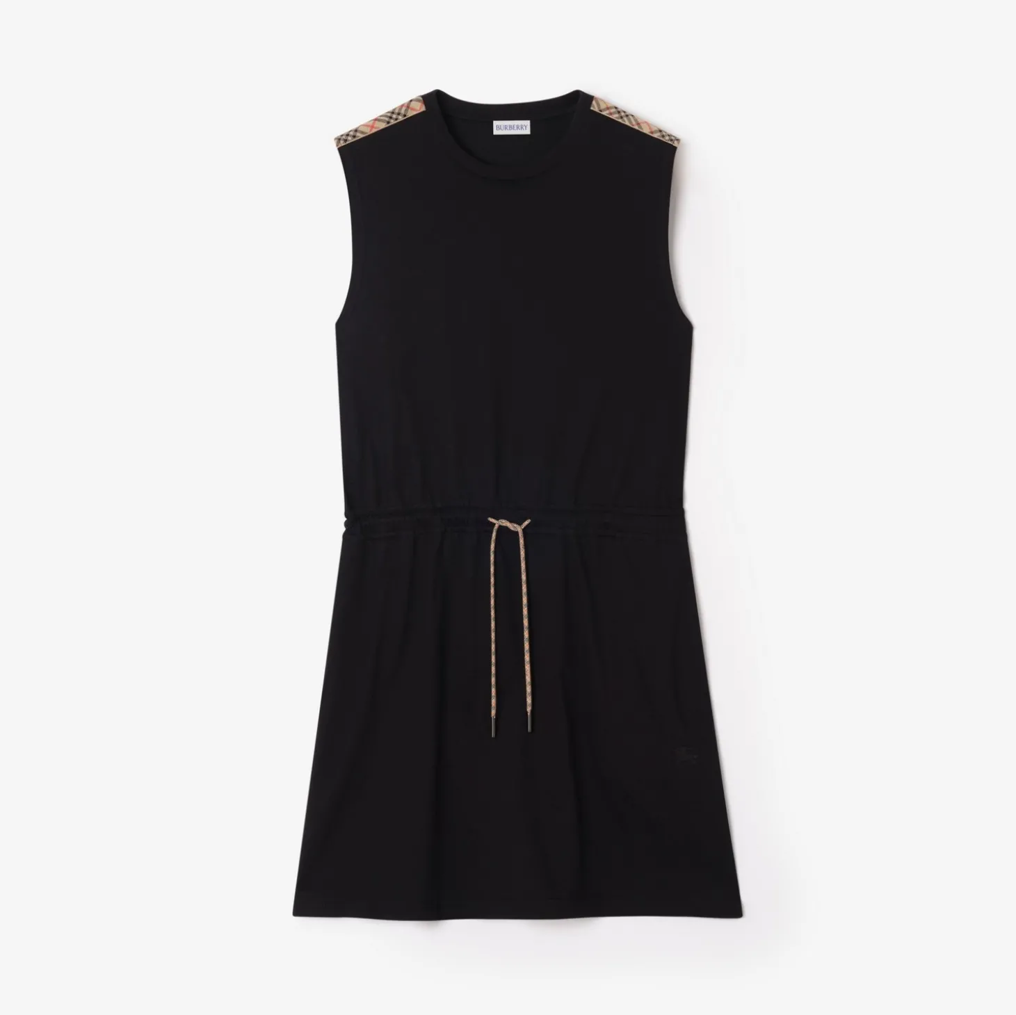 Check Trim Cotton Jersey Dress