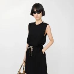 Check Trim Cotton Jersey Dress