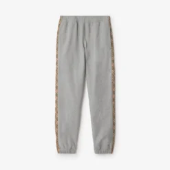 Check Trim Cotton Jogging Pants