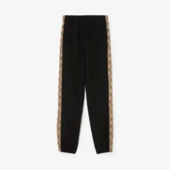 Check Trim Cotton Jogging Pants