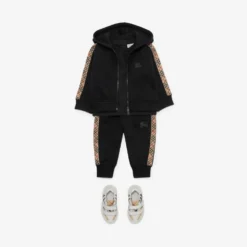 Check Trim Cotton Jogging Pants
