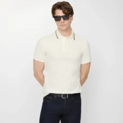 Check Trim Cotton Polo Shirt