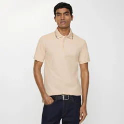 Check Trim Cotton Polo Shirt