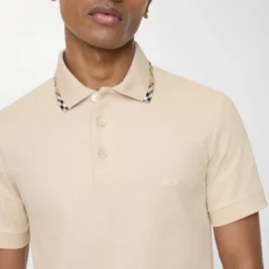 Check Trim Cotton Polo Shirt
