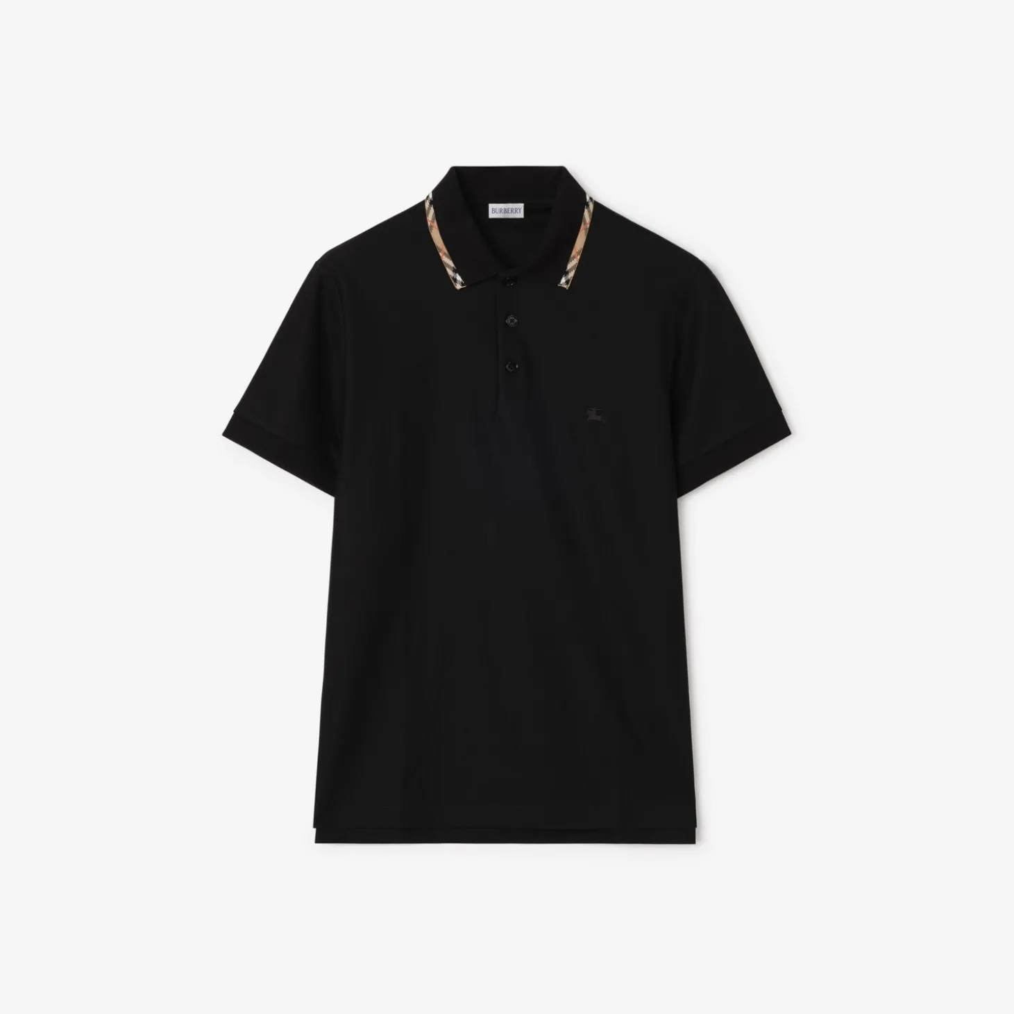 Check Trim Cotton Polo Shirt