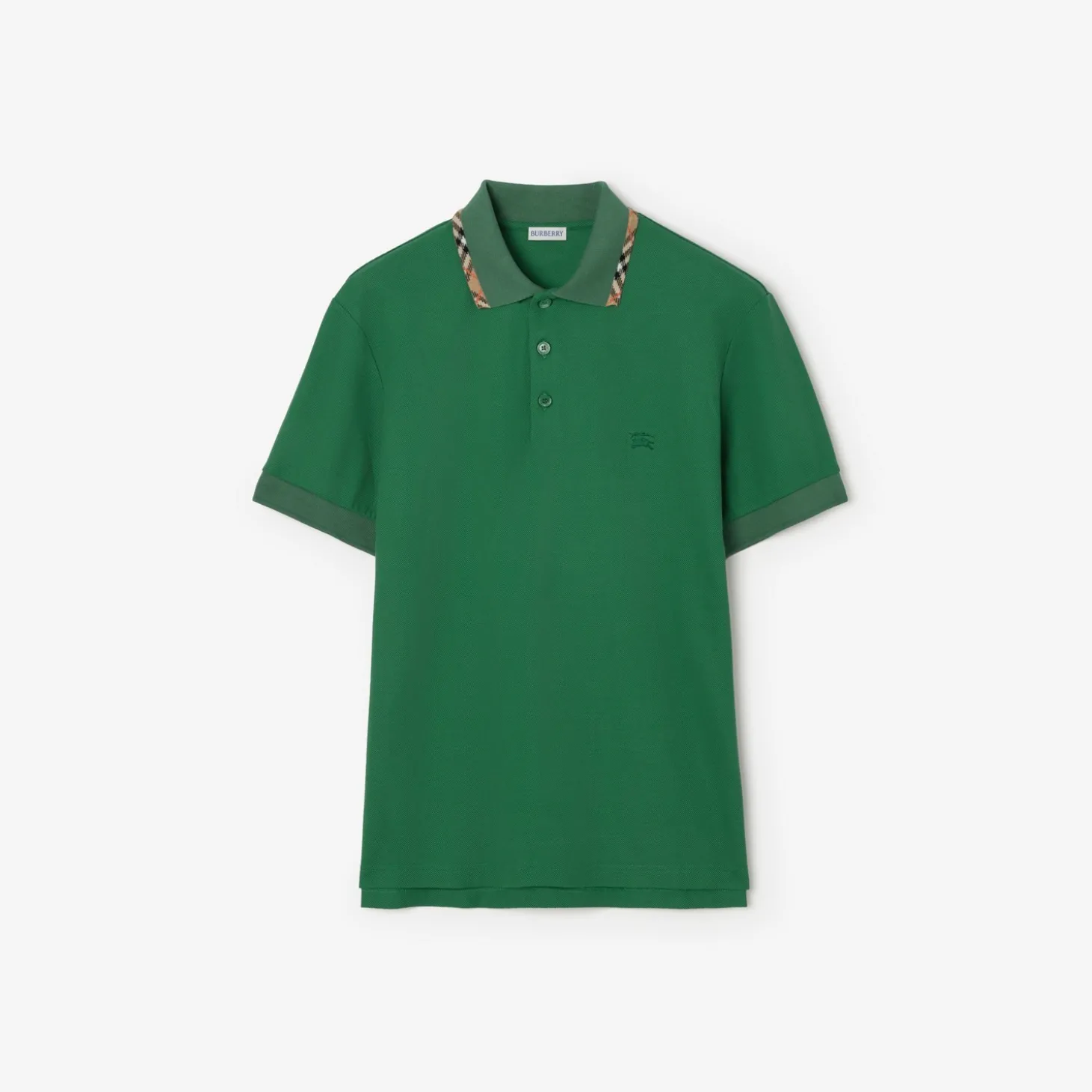 Check Trim Cotton Polo Shirt