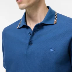 Check Trim Cotton Polo Shirt