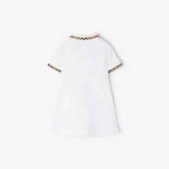 Check Trim Cotton Polo Shirt Dress