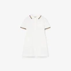 Check Trim Cotton Polo Shirt Dress
