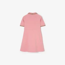 Check Trim Cotton Polo Shirt Dress