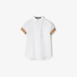 Check Trim Cotton Poplin Shirt