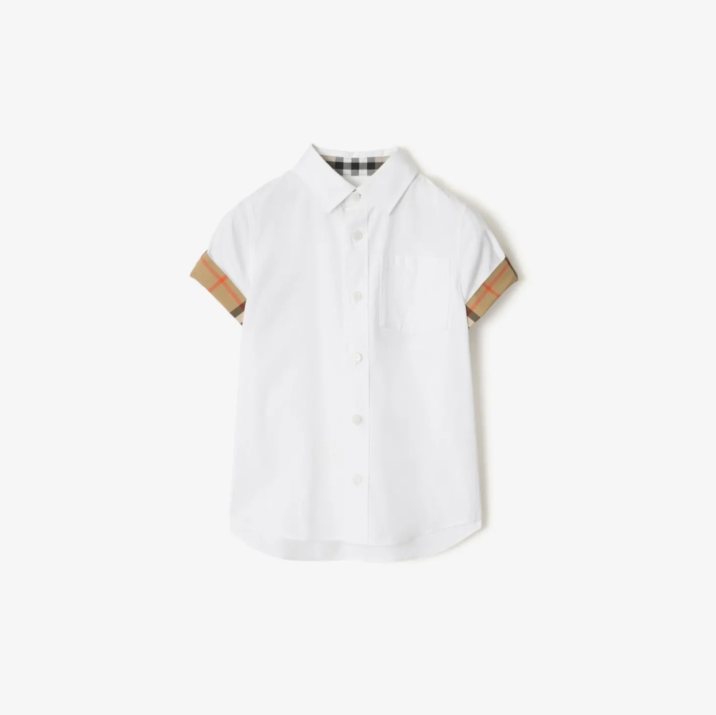 Check Trim Cotton Poplin Shirt