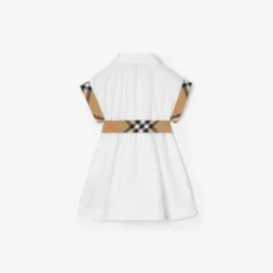 Check Trim Cotton Shirt Dress