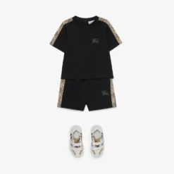 Check Trim Cotton Shorts