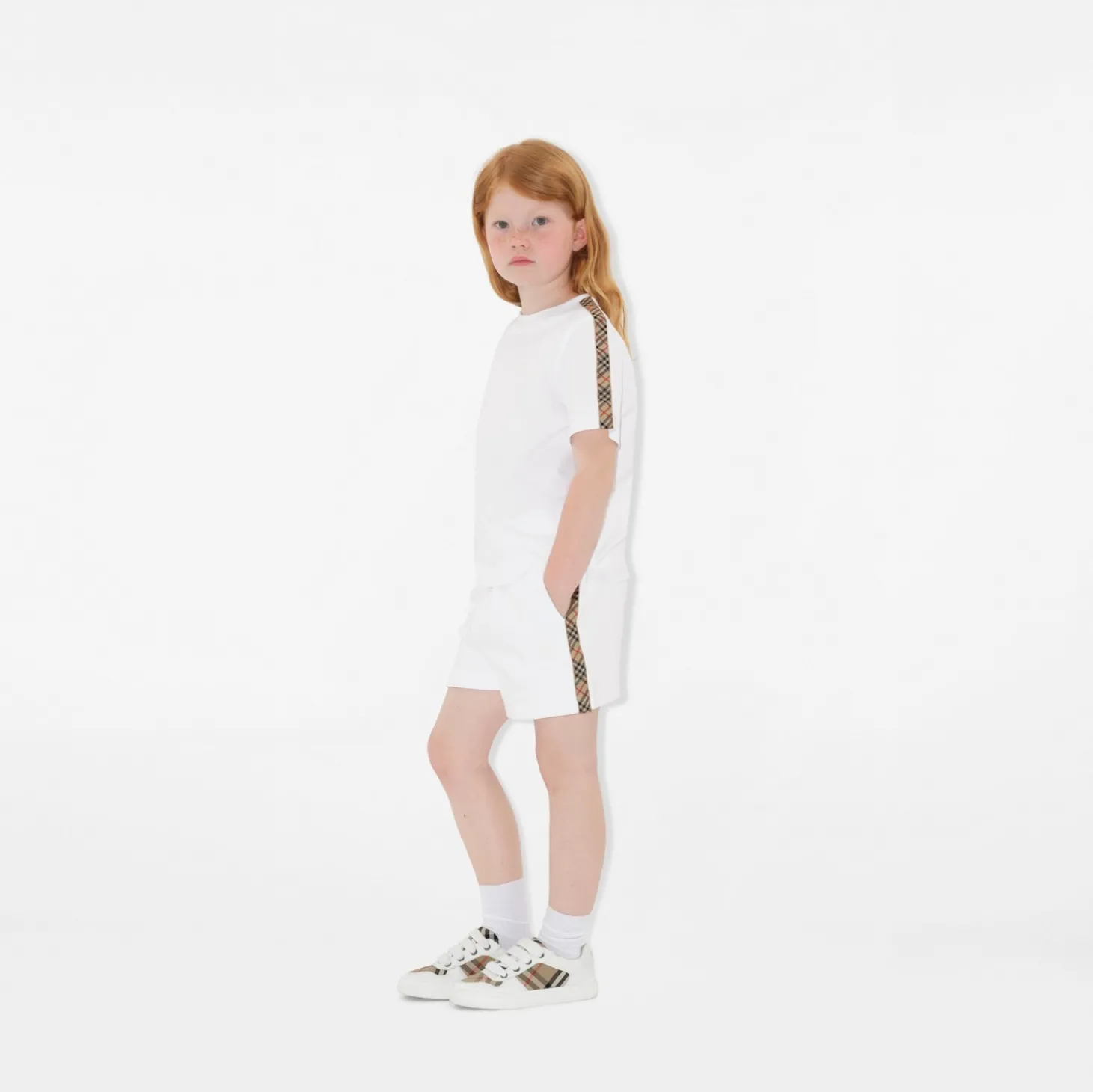 Check Trim Cotton Shorts
