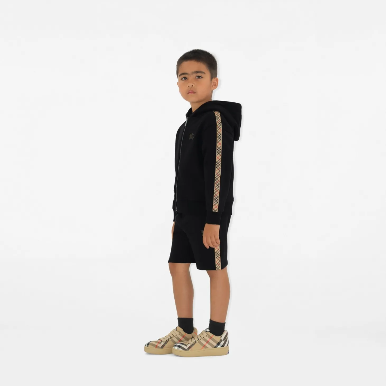 Check Trim Cotton Shorts