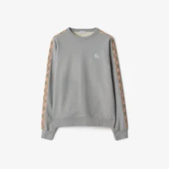 Check Trim Cotton Sweatshirt