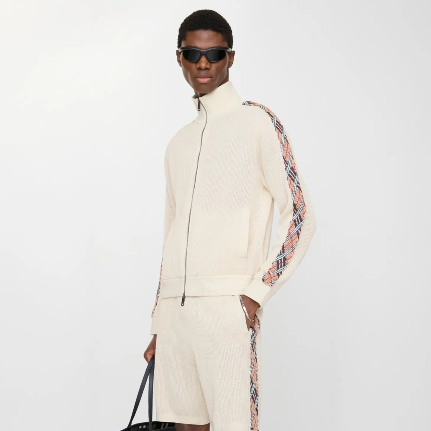 Check Trim Cotton Track Jacket