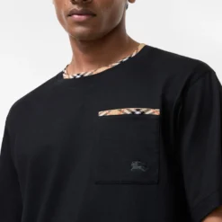 Check Trim Cotton T-shirt