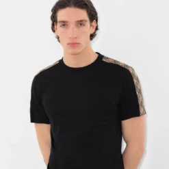 Check Trim Cotton T-shirt