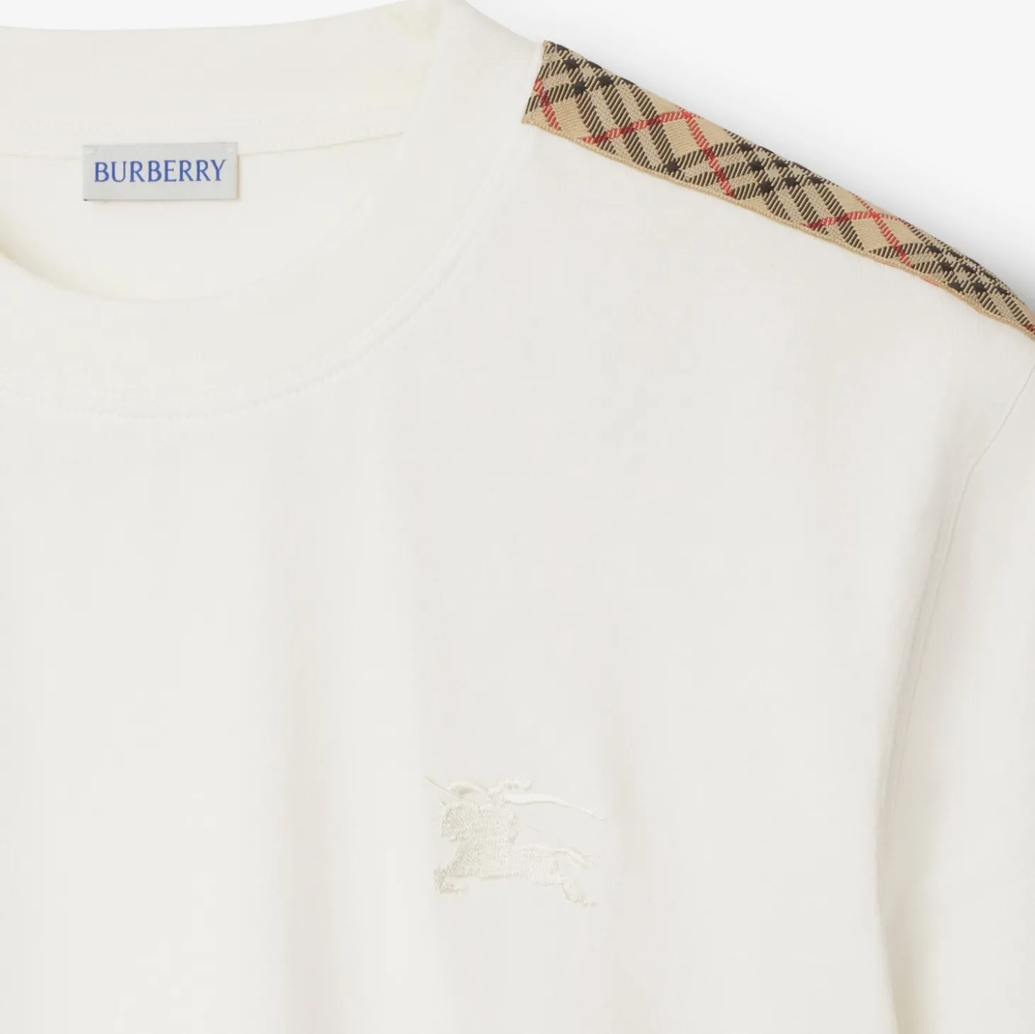 Check Trim Cotton T-shirt