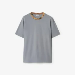 Check Trim Cotton T-shirt