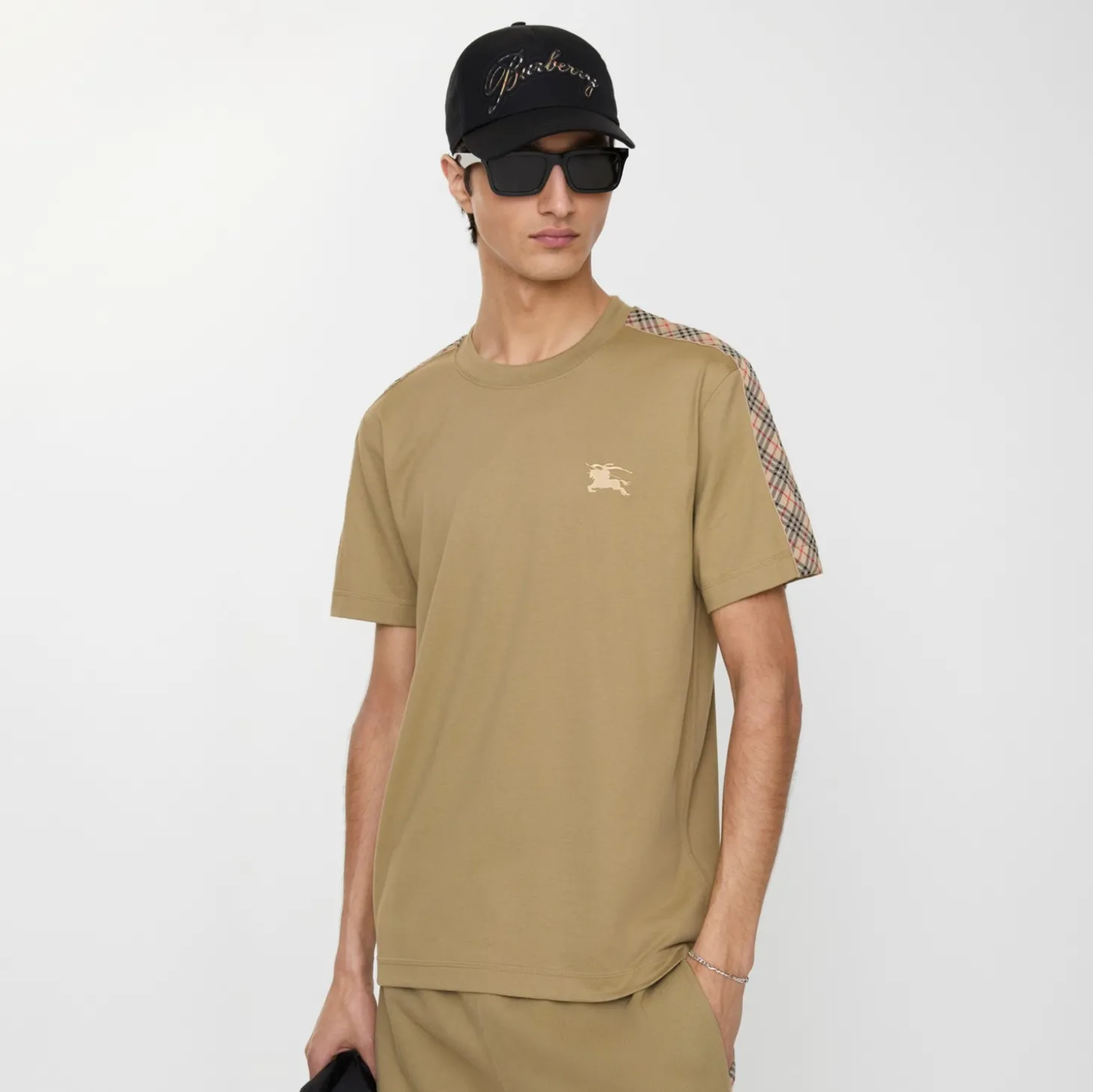 Check Trim Cotton T-shirt