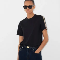 Check Trim Cotton T-shirt
