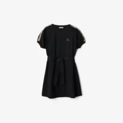 Check Trim Cotton T-shirt Dress