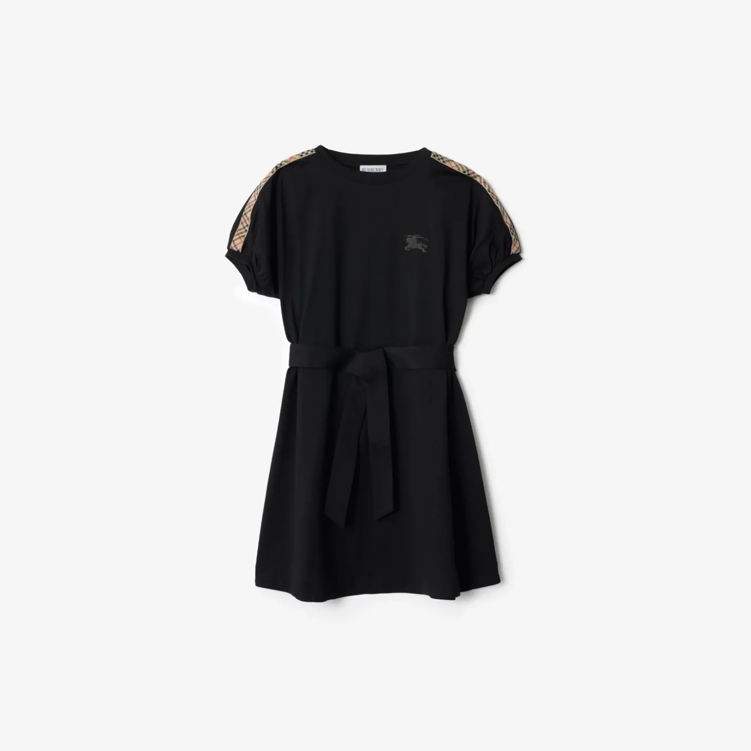 Check Trim Cotton T-shirt Dress