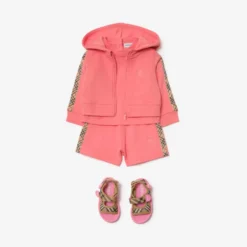 Check Trim Cotton Zip Hoodie