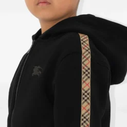 Check Trim Cotton Zip Hoodie