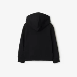 Check Trim Cotton Zip Hoodie